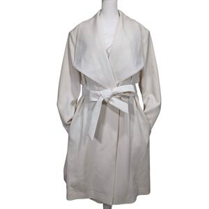 Lauren Ralph Lauren NWT Crepe Belted Drape‎ Front Coat Cream XL MSRP $220